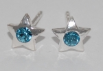 Star Earrings - Aquamarine Crystal