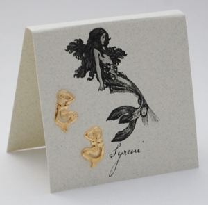 Mermaid Natural History Earrings - gold